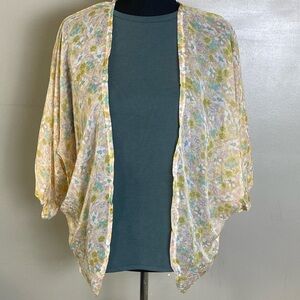 Lauren Conrad Chiffon Topper Cardigan & Green Envelope Tee Unique Sleeve L NWT